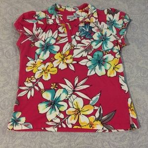 Caribbean Joe girls PL pink s sleeve flowered top